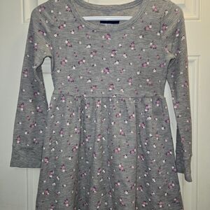 Simple Style's Gray Dress with Tiny Pink Flowers- Size Medium
